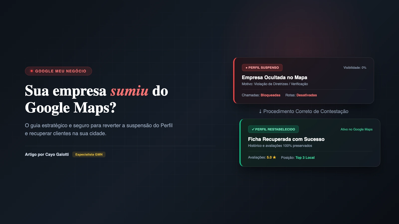Ilustração editorial de recuperação de perfil no Google Meu Negócio