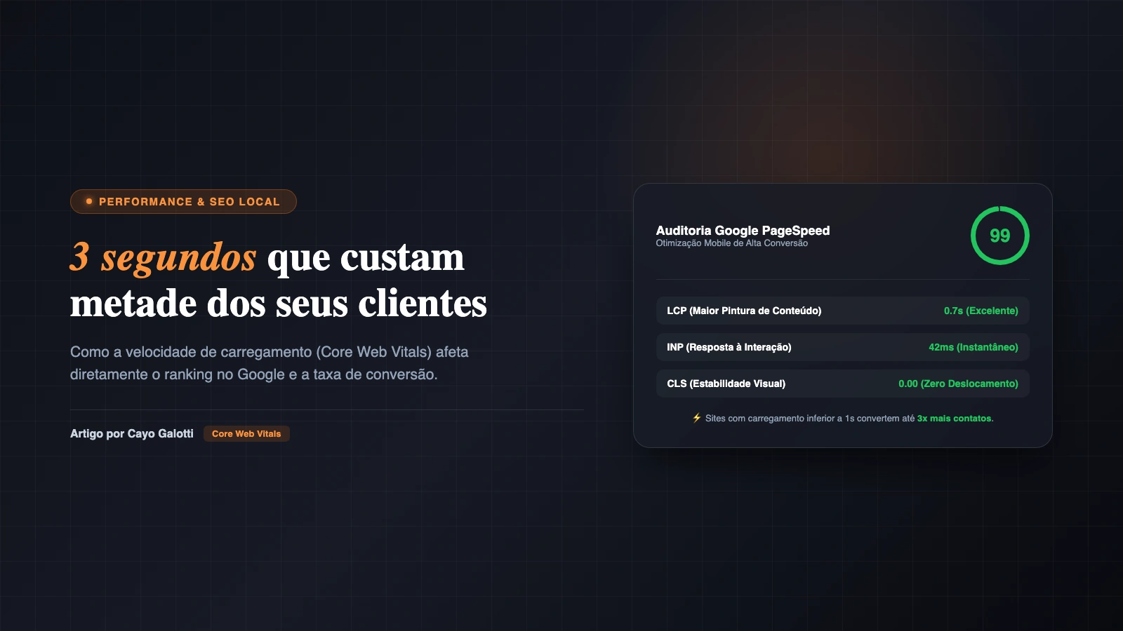 Ilustração editorial de velocidade e performance para SEO Local